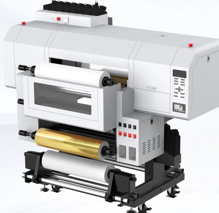 Hai Sun 620 mm UV DTF printer with gold foil loaded